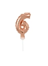 Balón foliový číslice - 6 - RŮŽOVO ZLATÁ - ROSE GOLD 12,5 cm  s držákem