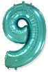 Balón foliový číslice TYRKYSOVÁ - TIFFANY 102 cm - 9