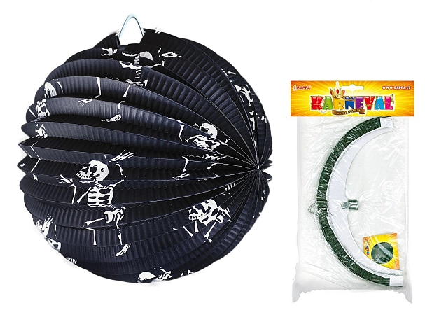 lampion Halloween kulatý - kostlivci, 25 cm