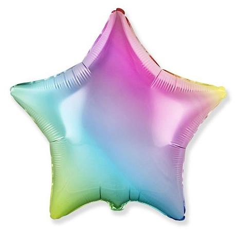 Balónek foliový 45 cm hvězda DUHOVÁ - RAINBOW