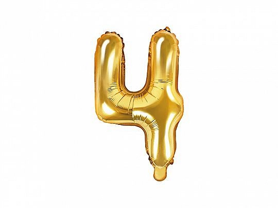 Balón foliový číslice ZLATÁ 35 cm - 4 ( NELZE PLNIT HELIEM )