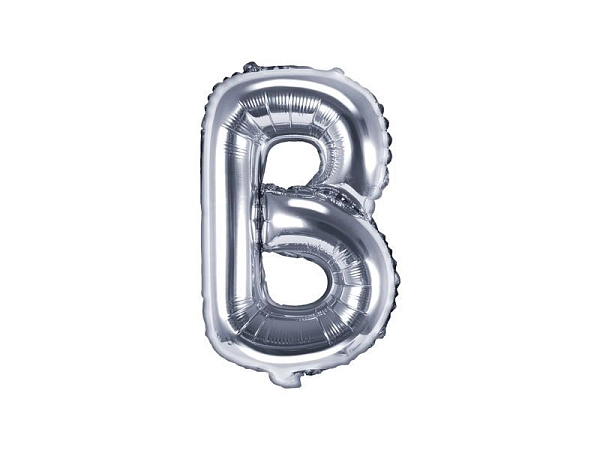 Balón foliový písmeno 'B', 35cm, STŘÍBRNÝ (NELZE PLNIT HELIEM)