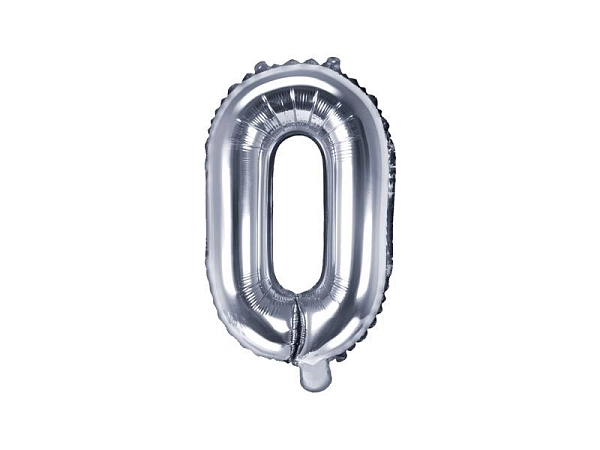 Balón foliový písmeno 'O', 35cm, STŘÍBRNÝ (NELZE PLNIT HELIEM)