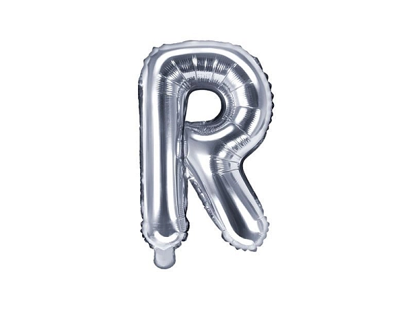 Balón foliový písmeno 'R', 35cm, STŘÍBRNÝ (NELZE PLNIT HELIEM)
