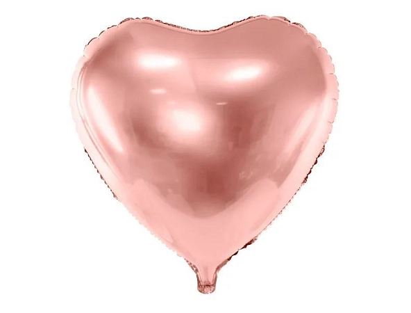 Fóliový balón srdce růžovo zlaté - rosegold  - Svatba - Valentýn - 45 cm