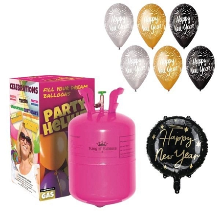 Helium a sada balónků - mix Happy New Year -7 ks - Silvestr