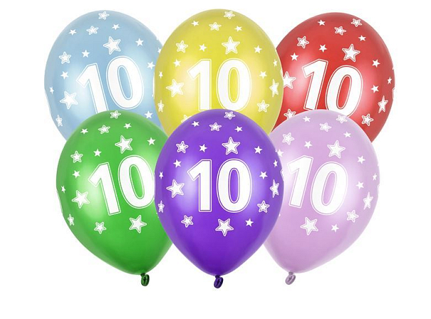 Silné Balónky 30cm metalické mix - narozeniny - Birthday No.10