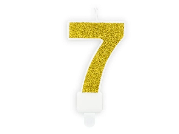 Narozeninová svíčka 7, zlatá, 7cm