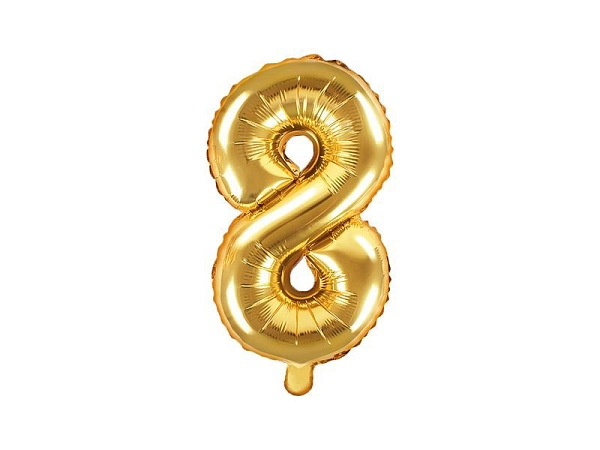 Balón foliový číslice ZLATÁ 35 cm -8 ( NELZE PLNIT HELIEM )