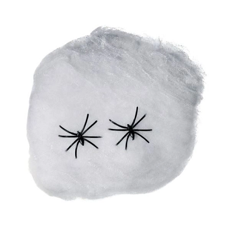 Pavučina bíla 100g + 6 pavouků - Halloween