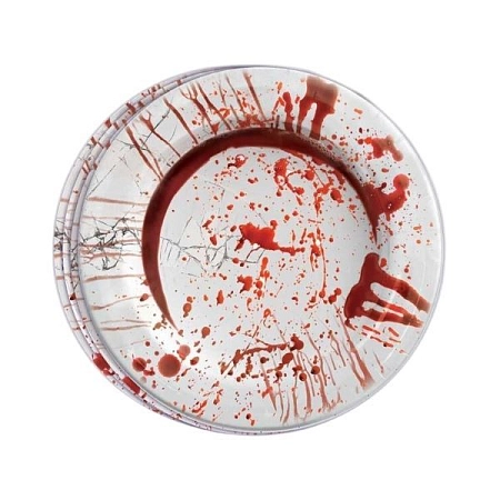 Papírové talíře krev - Halloween 6 ks - 23 cm
