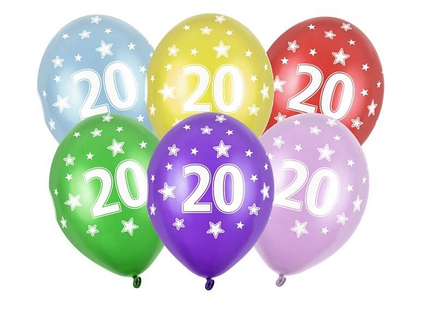 Silné Balónky 30cm metalické mix - narozeniny - Birthday No.20