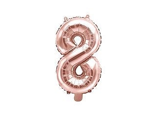 Balón foliový číslice RŮŽOVO ZLATÁ - ROSE GOLD 8 - 35 cm ( NELZE PLNIT HELIEM )