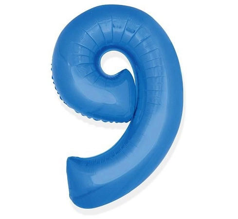 Balón foliový číslice MODRÁ 35 cm - 9  ( NELZE PLNIT HELIEM )
