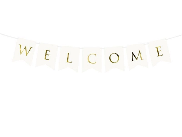 Girlanda Welcome / Vítejte bílá 15 x 95 cm - Svatba