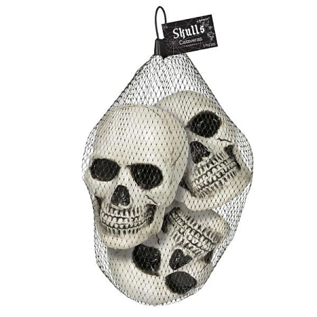 Dekorace plastové lebky - 3 ks - Halloween - 10 x 10 cm