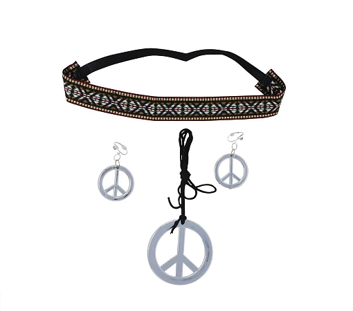 Hippie - Hipís sada přívěšek + náušnice - 3 ks - 60.léta