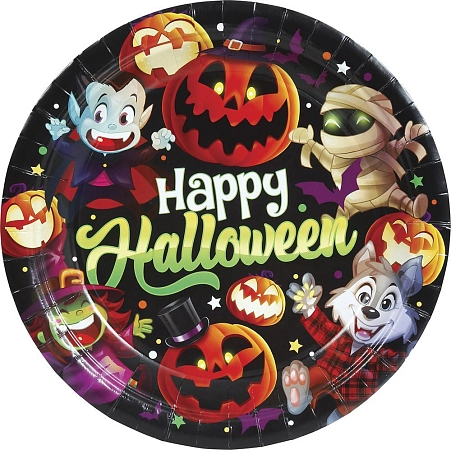 Papírové talíře Happy Halloween - monster - strašidla - 23 cm - 6 ks