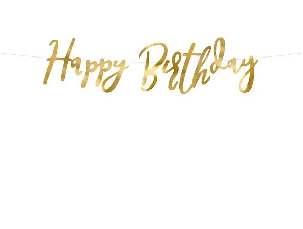Papírová girlanda Happy Birthday - zlatá - 62 cm