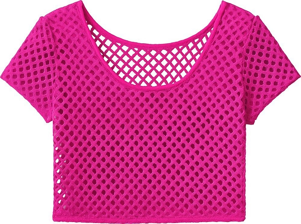 Růžové siťované retro tričko - neon - 80.léta - disco