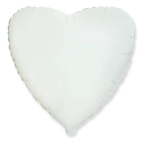 Balón foliový 45 cm  Srdce bílé - Valentýn / Svatba