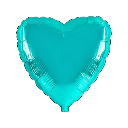 Balón foliový 45 cm  Srdce zelené TYRKYSOVÉ - Valentýn / Svatba
