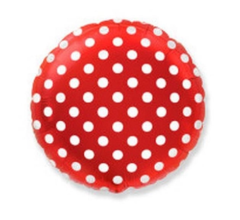 Balón foliový  Kulatý  červený s bílými puntíky 45 cm