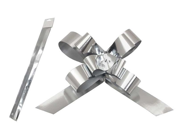 Dekorační stahovací stuha - metalická stříbrná - 1 ks
