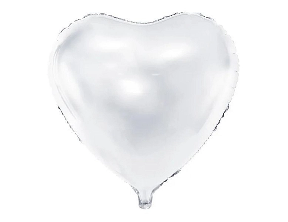 Fóliový balón srdce bílé - Svatba - Valentýn - 60 cm