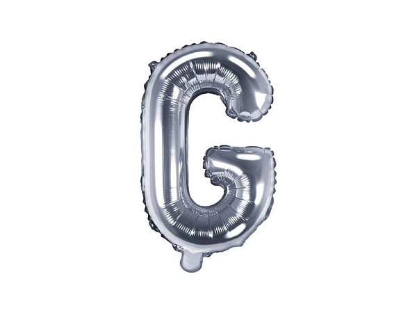 Balón foliový písmeno 'G', 35cm, STŘÍBRNÝ (NELZE PLNIT HELIEM)