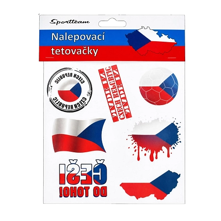 Tetování vlajky ČR - hokej - fanoušek ČR - 7 ks