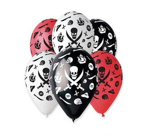 Balónky 30cm pastelové mix - PIRÁT - PIRATE - mix - 5 ks
