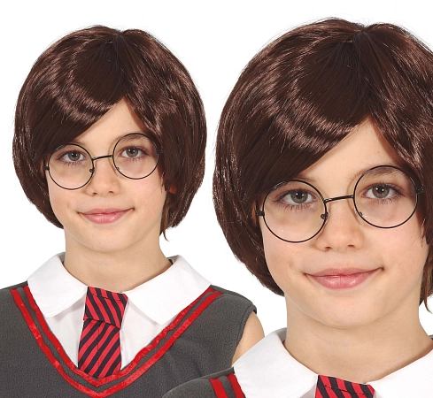 Hnědá paruka čaroděj - kouzelník Harry