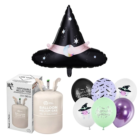 Helium a sada balónků - mix - čarodějnice - 7 ks - Halloween