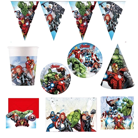 Dětská narozeninová sada Avengers - 12 osob, 78 ks