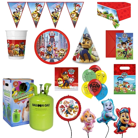Dětská narozeninová sada Tlapková Patrola - Paw Patrol s balónky a heliem - 12 osob, 102 ks