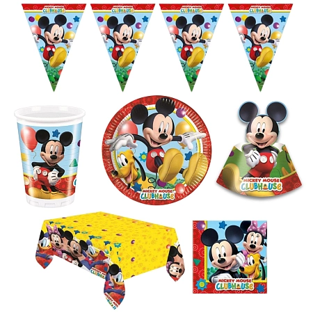 Dětská narozeninová sada myšák Mickey Mouse - 12 osob, 66 ks