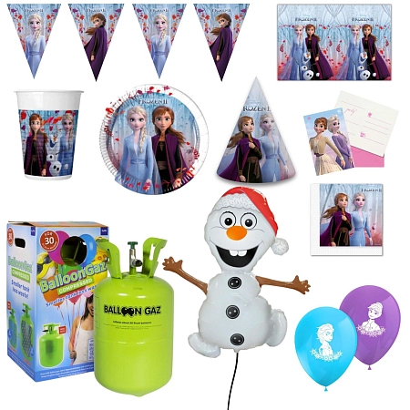 Dětská narozeninová sada Ledové království - Frozen s balónky a heliem - 12 osob, 104 ks
