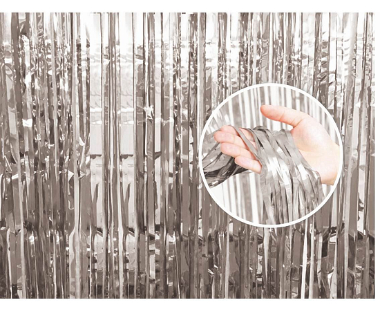 PÁRTY ZÁVĚS STŘÍBRNÝ - SILVER - Silvestr - 90 x 240 cm