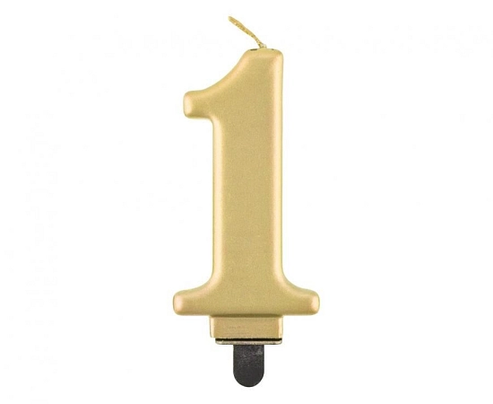 Narozeninová svíčka na dort - 1 - metalická zlatá - 8 cm