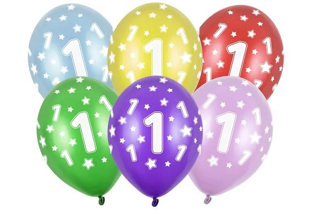 Silné Balónky 30cm metalické mix - narozeniny - Birthday No.1