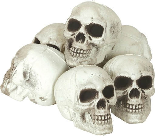 Dekorace plastové lebky - 6 ks - 8 cm - Halloween