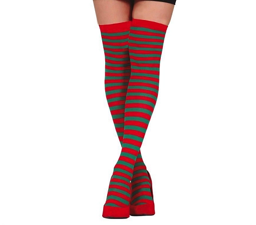 Vánoční pruhované nadkolenky - Elf - Vánoce