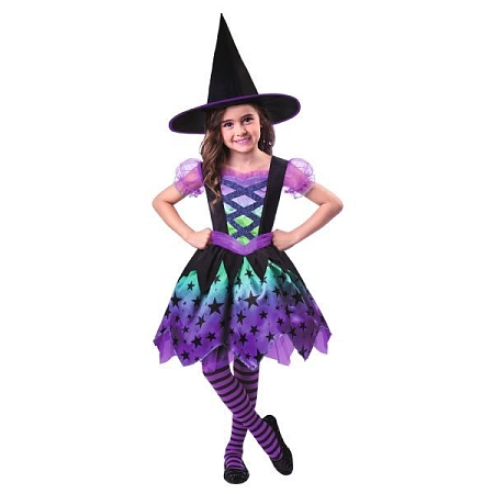 Dětský kostým Čarodějnice - fialový - vel. 3-4 roky - Halloween