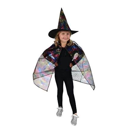 Kostým čaroděj - čarodějnice s pláštěm + kloboukem / HALLOWEEN