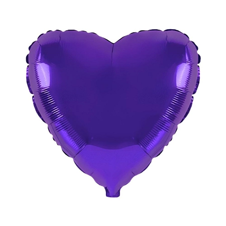 Balón foliový 45 cm  Srdce fialové - Valentýn / Svatba