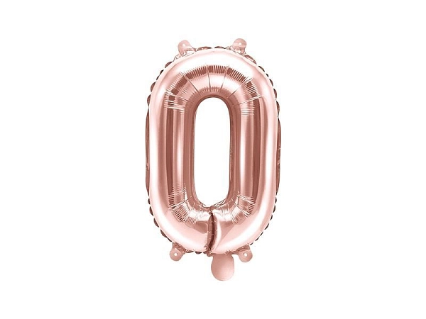 Balón foliový číslice RŮŽOVO ZLATÁ - ROSE GOLD 35 cm - 0 ( NELZE PLNIT HELIEM )