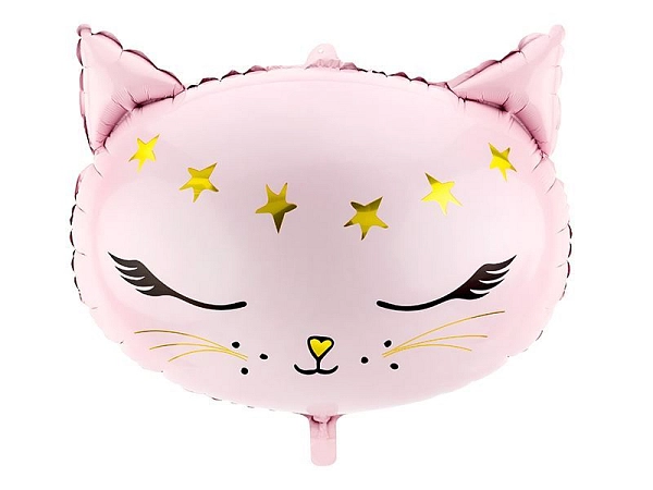 Balón foliový kočka - kočička - růžová - 48 cm