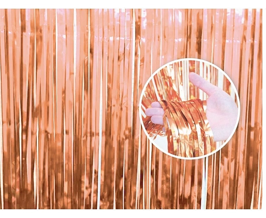 PÁRTY ZÁVĚS - RŮŽOVO-ZLATÝ - rose gold - 90 x 240 cm
