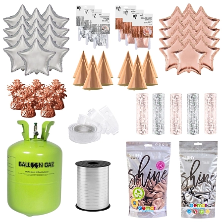 Mega párty sada k výzdobě plesu - růžovo zlatá - rose gold - 156ks